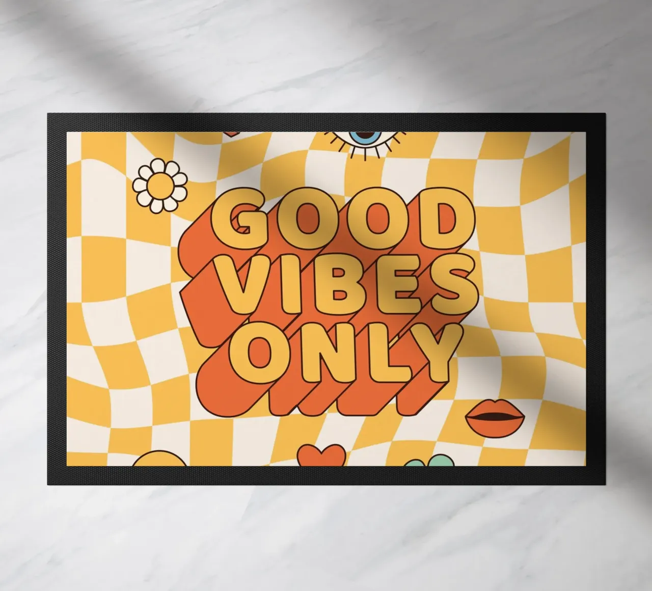 Positive Vibes Kunst | Groovy Nur gute Vibes drucken Fußmatte von NorwesClub
