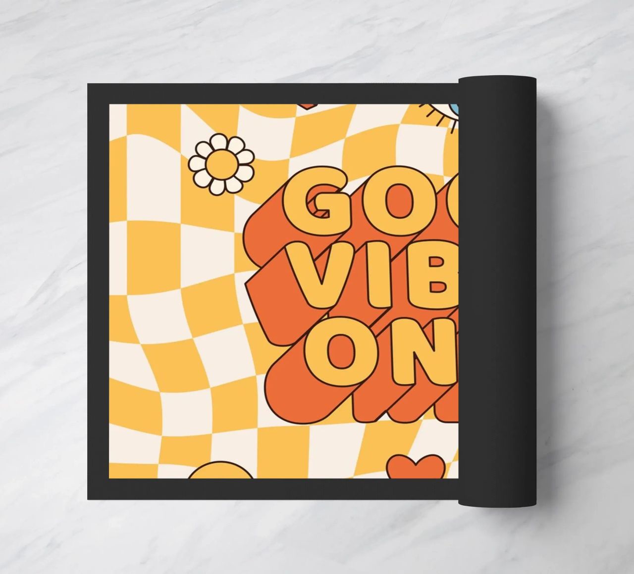 Positive Vibes Art | Groovy Good Vibes Only Print doormat by NorwesClub