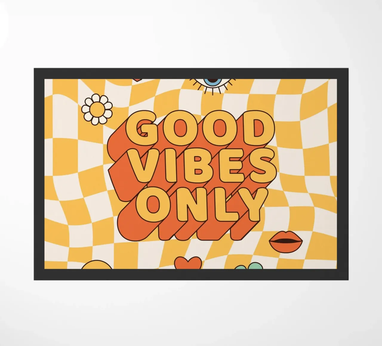Positive Vibes Art | Groovy Good Vibes Only Print paillasson de NorwesClub