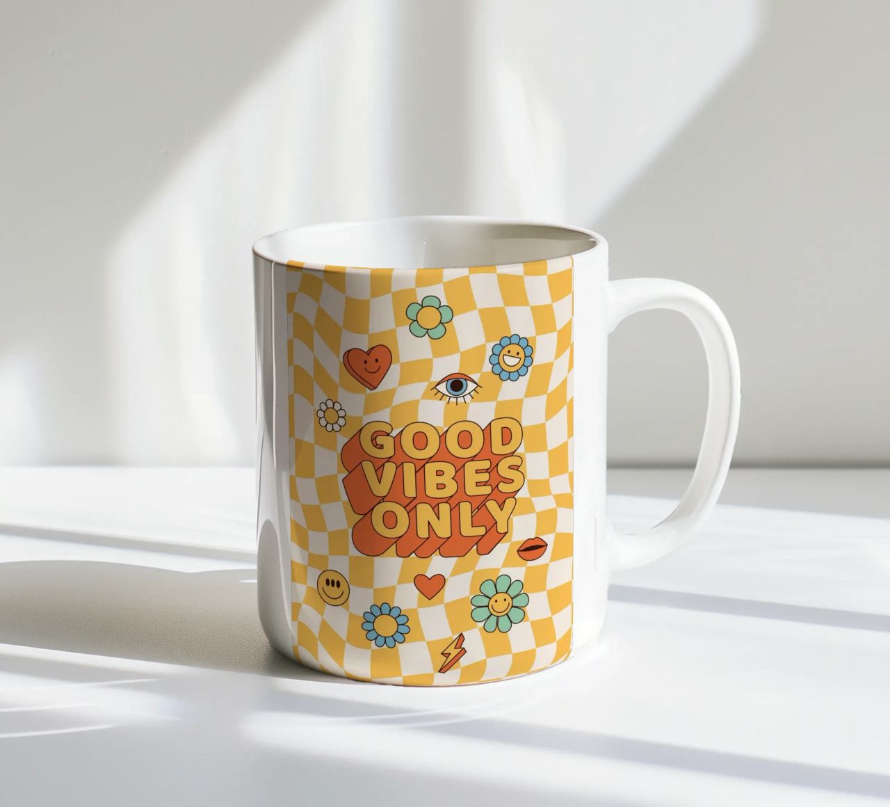 Positive Vibes Art | Stampa Groovy Good Vibes Only tazza in ceramica da NorwesClub