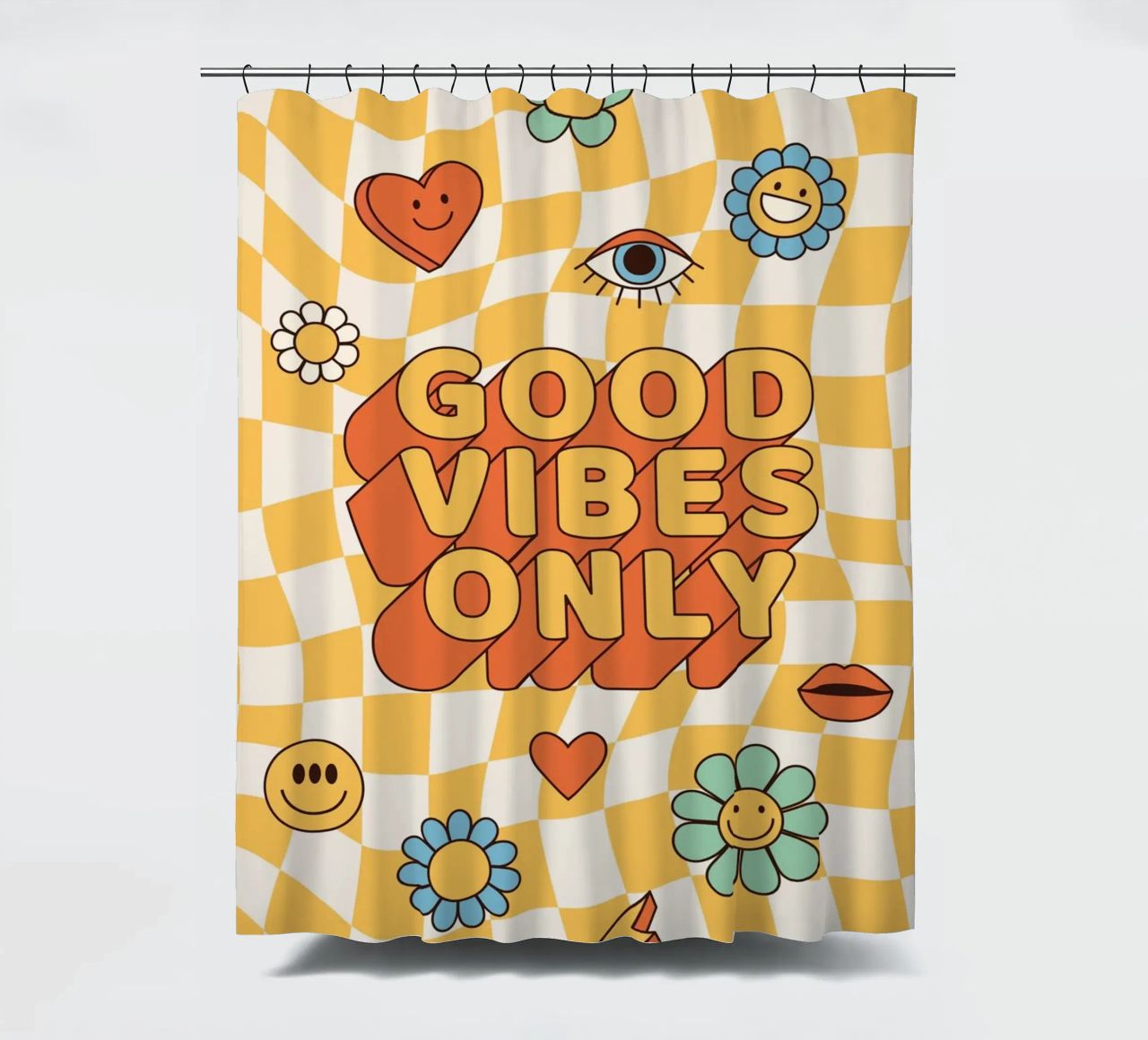 Positive Vibes Art | Stampa Groovy Good Vibes Only tenda da doccia da NorwesClub
