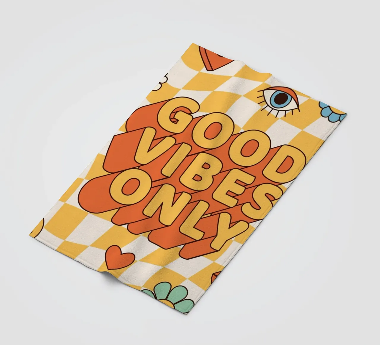 Positive Vibes Art | Groovy Good Vibes Only Print fleece blanket by NorwesClub