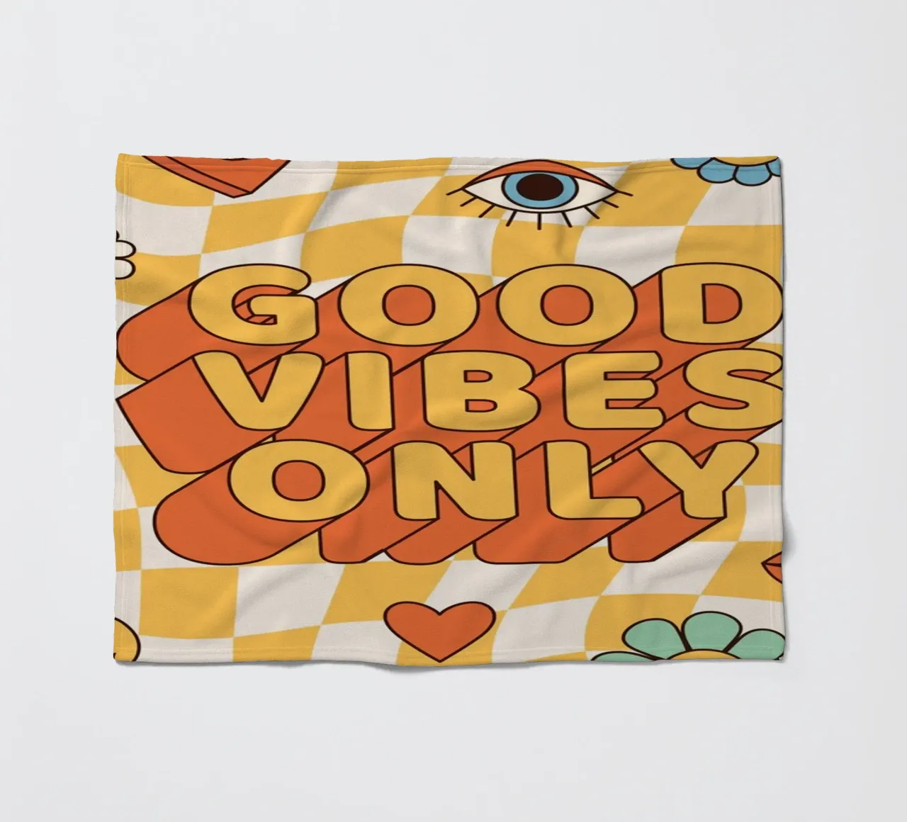 Positive Vibes Art | Groovy Good Vibes Only Print fleece blanket by NorwesClub