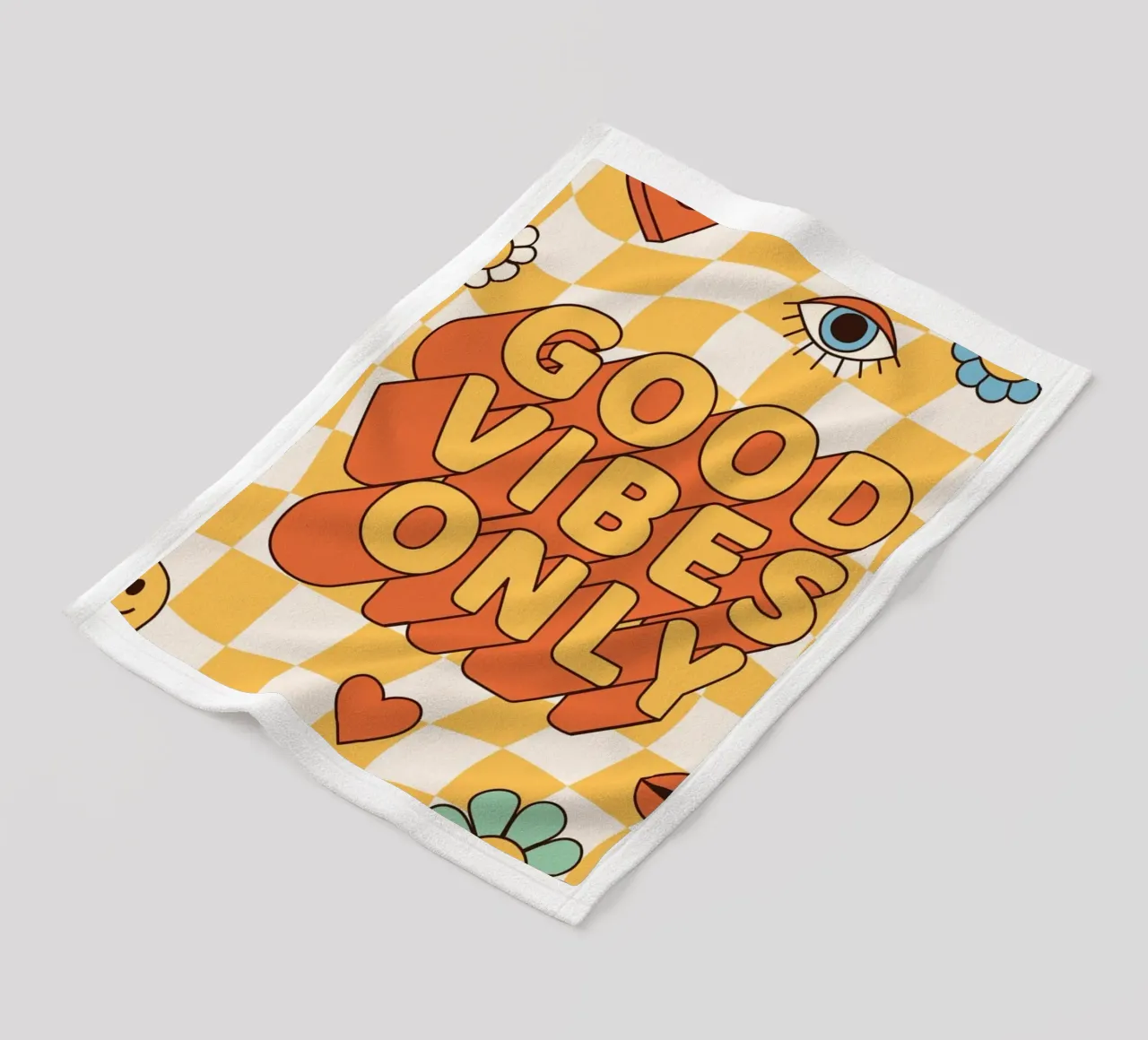 Positive Vibes Art | Groovy Good Vibes Only Print fleece blanket by NorwesClub