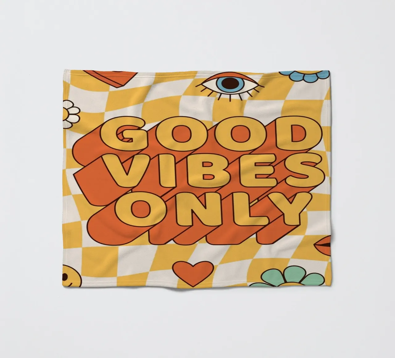 Positive Vibes Art | Groovy Good Vibes Only Print fleece blanket by NorwesClub