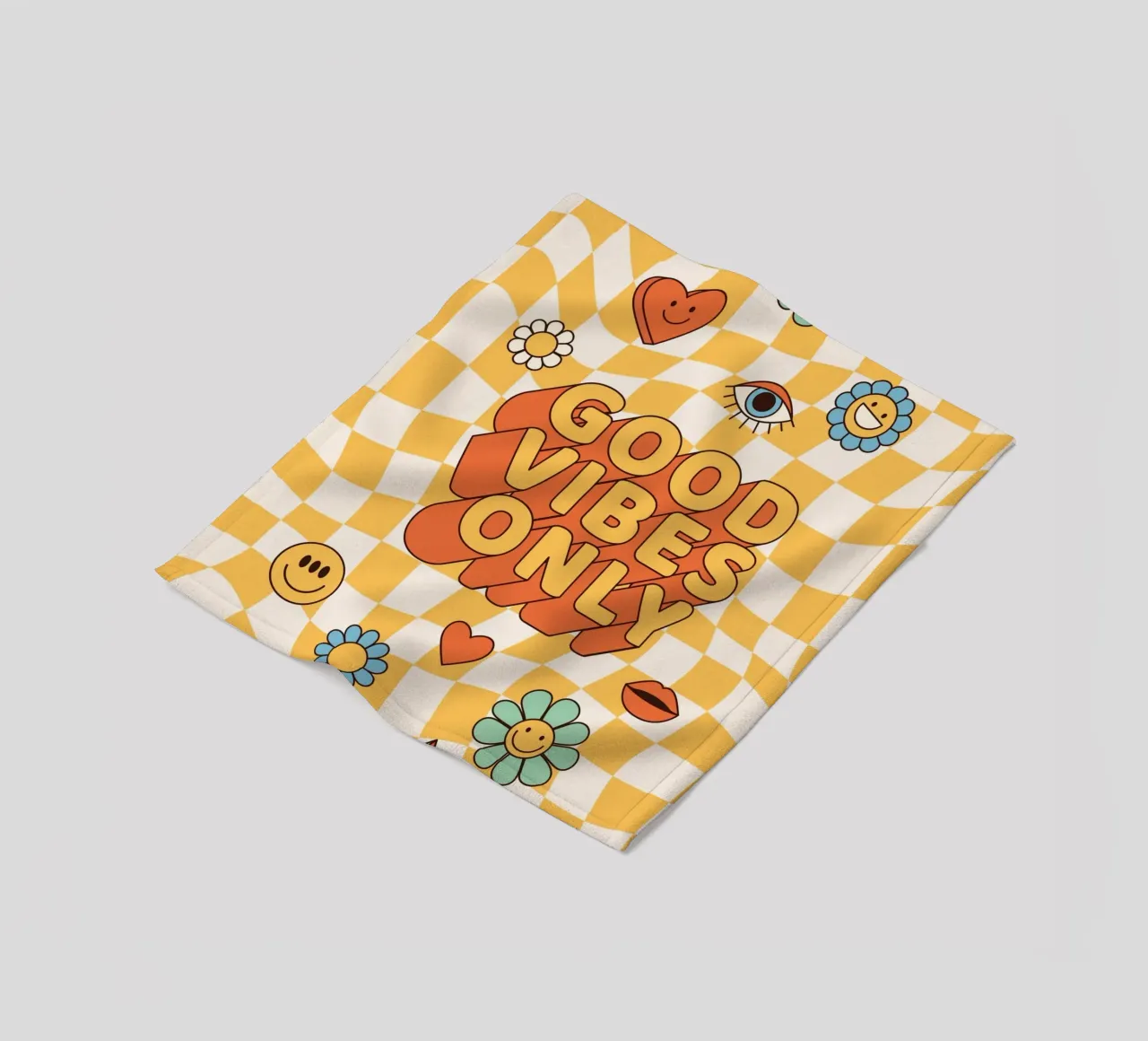 Positive Vibes Art | Groovy Good Vibes Only Print fleece blanket by NorwesClub