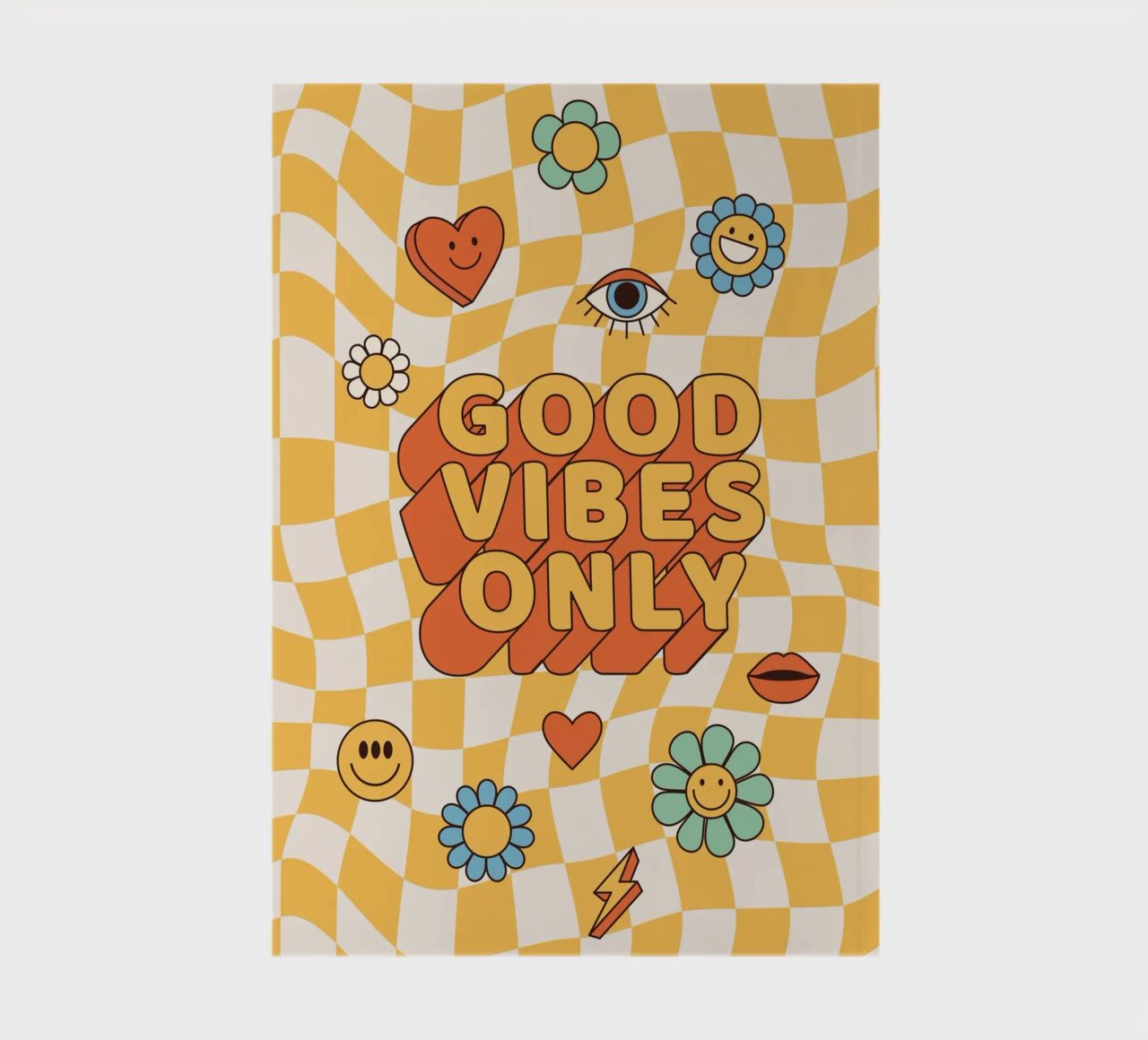 Positive Vibes Art | Groovy Good Vibes Only Print notebook by NorwesClub
