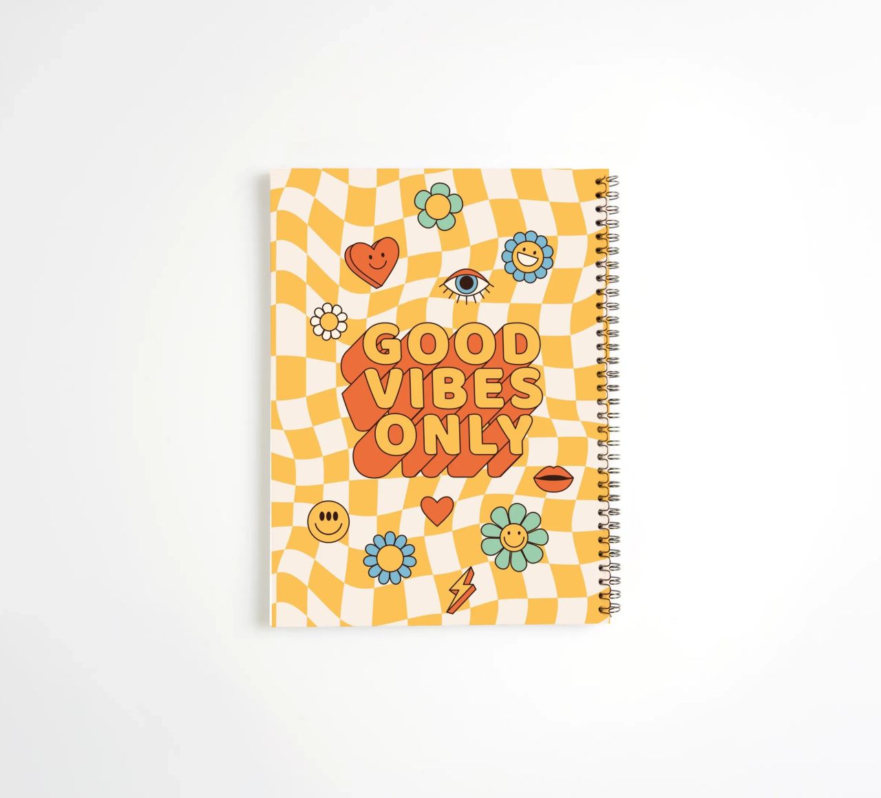 Positive Vibes Art | Groovy Good Vibes Only Print spiral notebook by NorwesClub