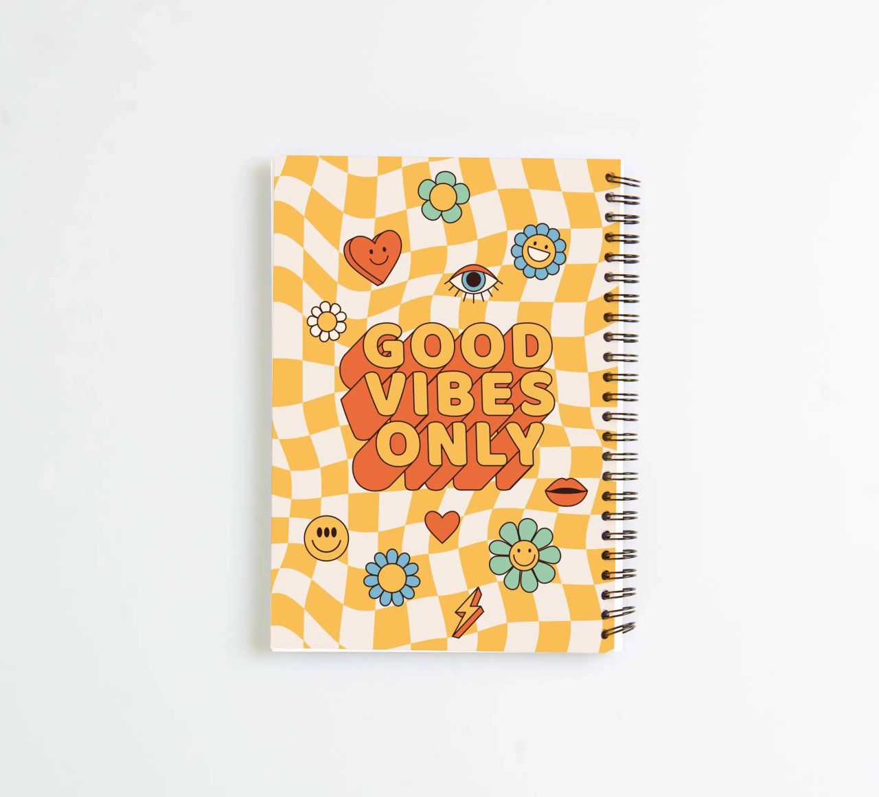 Positive Vibes Art | Groovy Good Vibes Only Print spiral notebook by NorwesClub