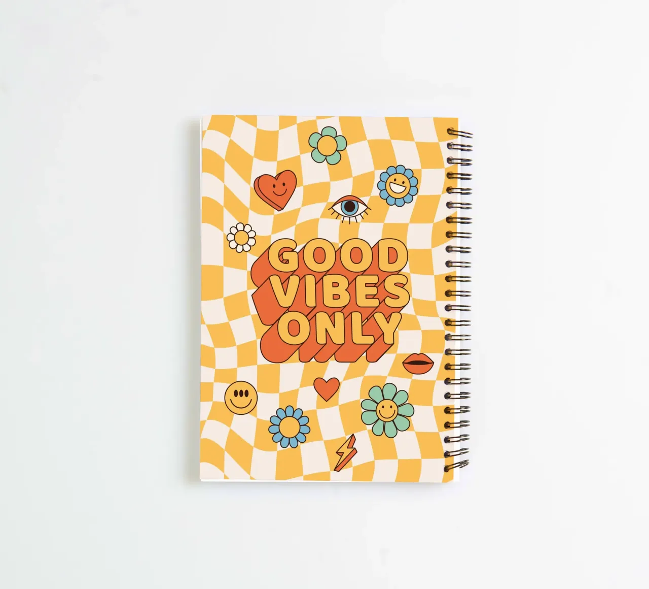 Positive Vibes Art | Groovy Good Vibes Only Print carnet à spirale de NorwesClub