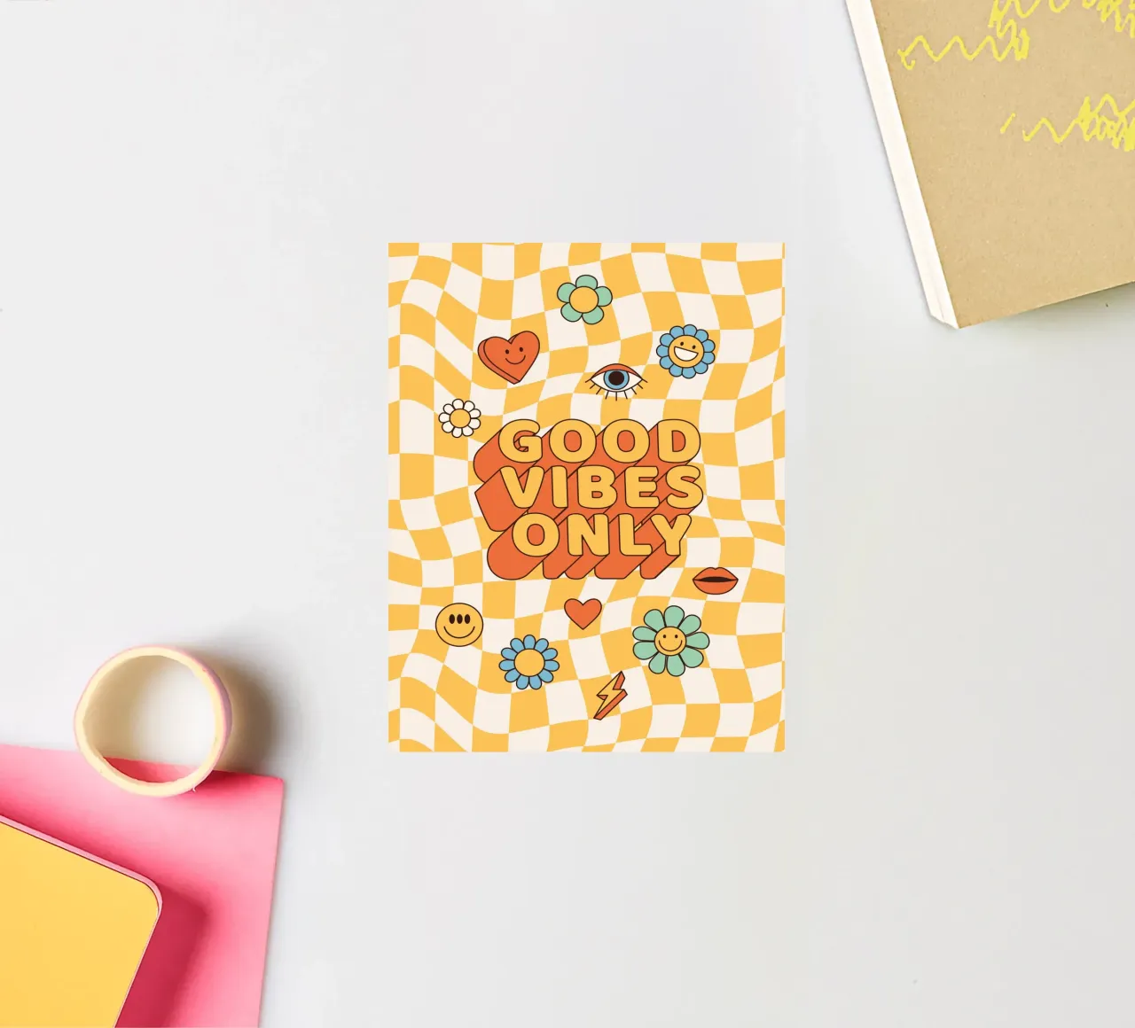 Positive Vibes Art | Groovy Good Vibes Only Print sticker by NorwesClub