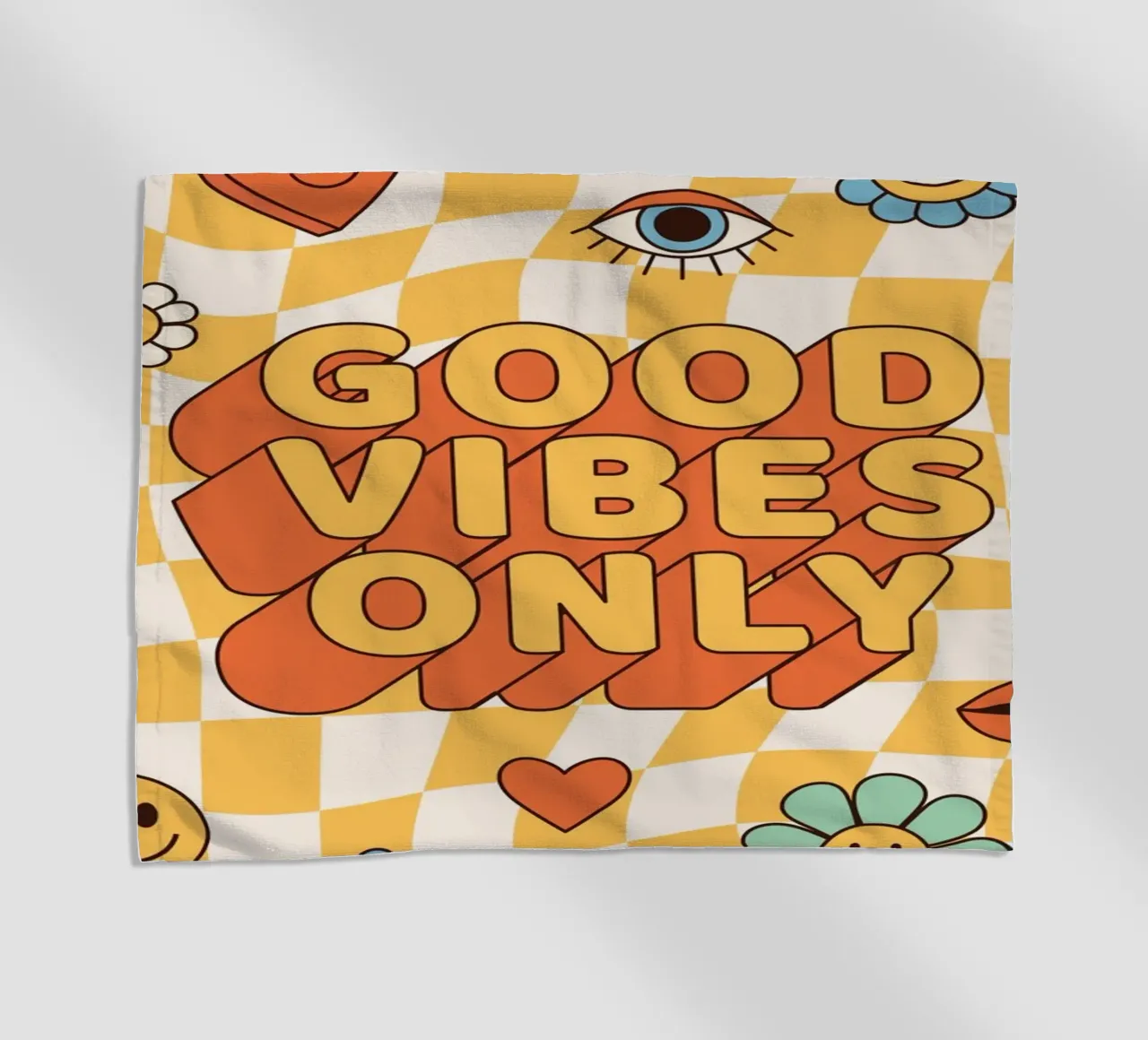 Positive Vibes Art | Groovy Good Vibes Only Print beach towel by NorwesClub