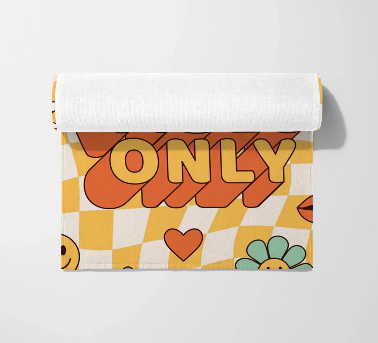 Positive Vibes Art | Groovy Good Vibes Only Print beach towel by NorwesClub