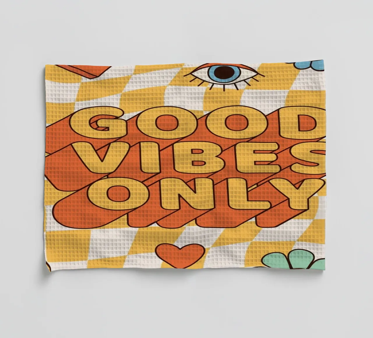 Positive Vibes Art | Groovy Good Vibes Only Print torchon de NorwesClub