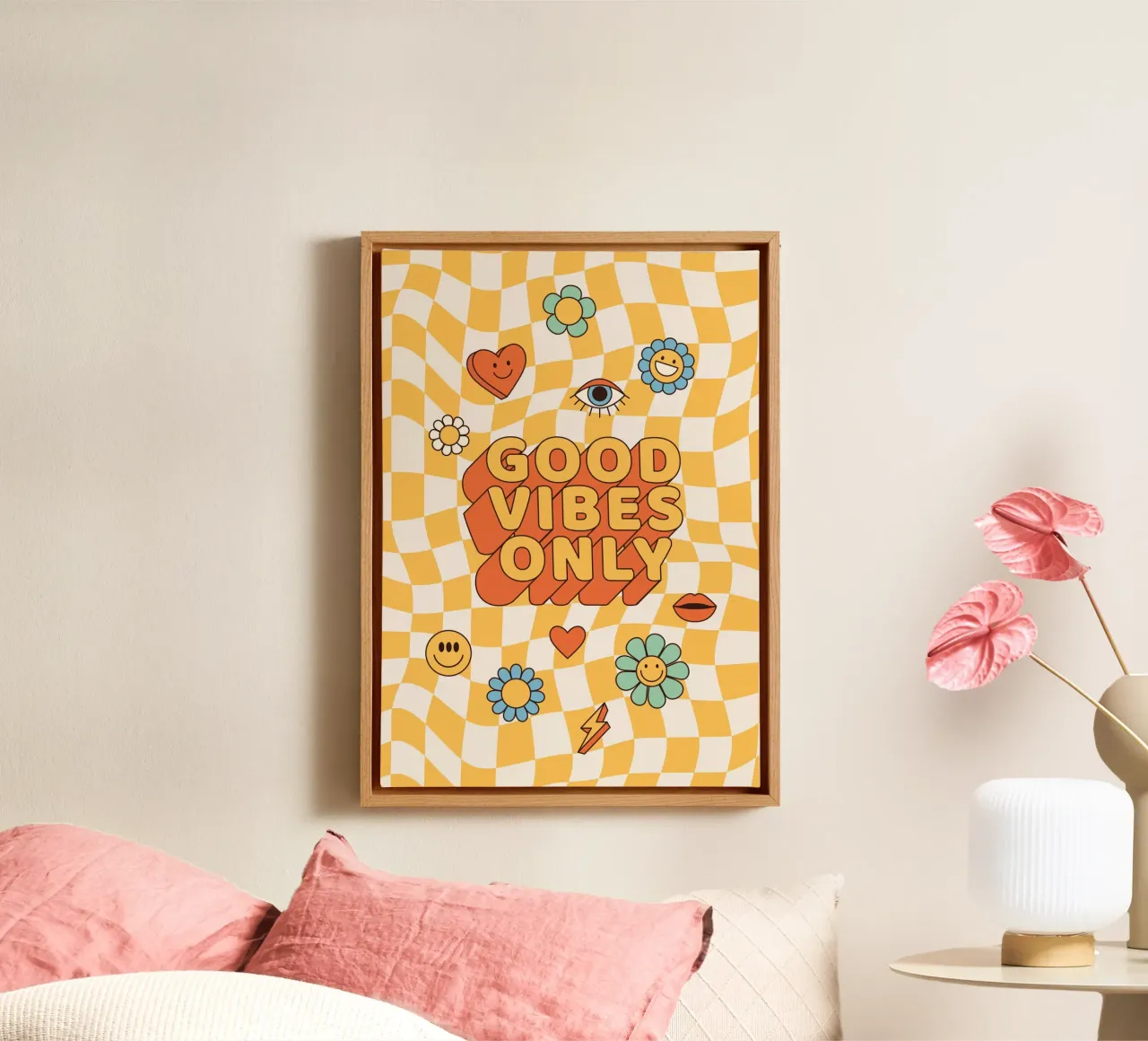 Positive Vibes Art | Groovy Good Vibes Only Print canvas by NorwesClub