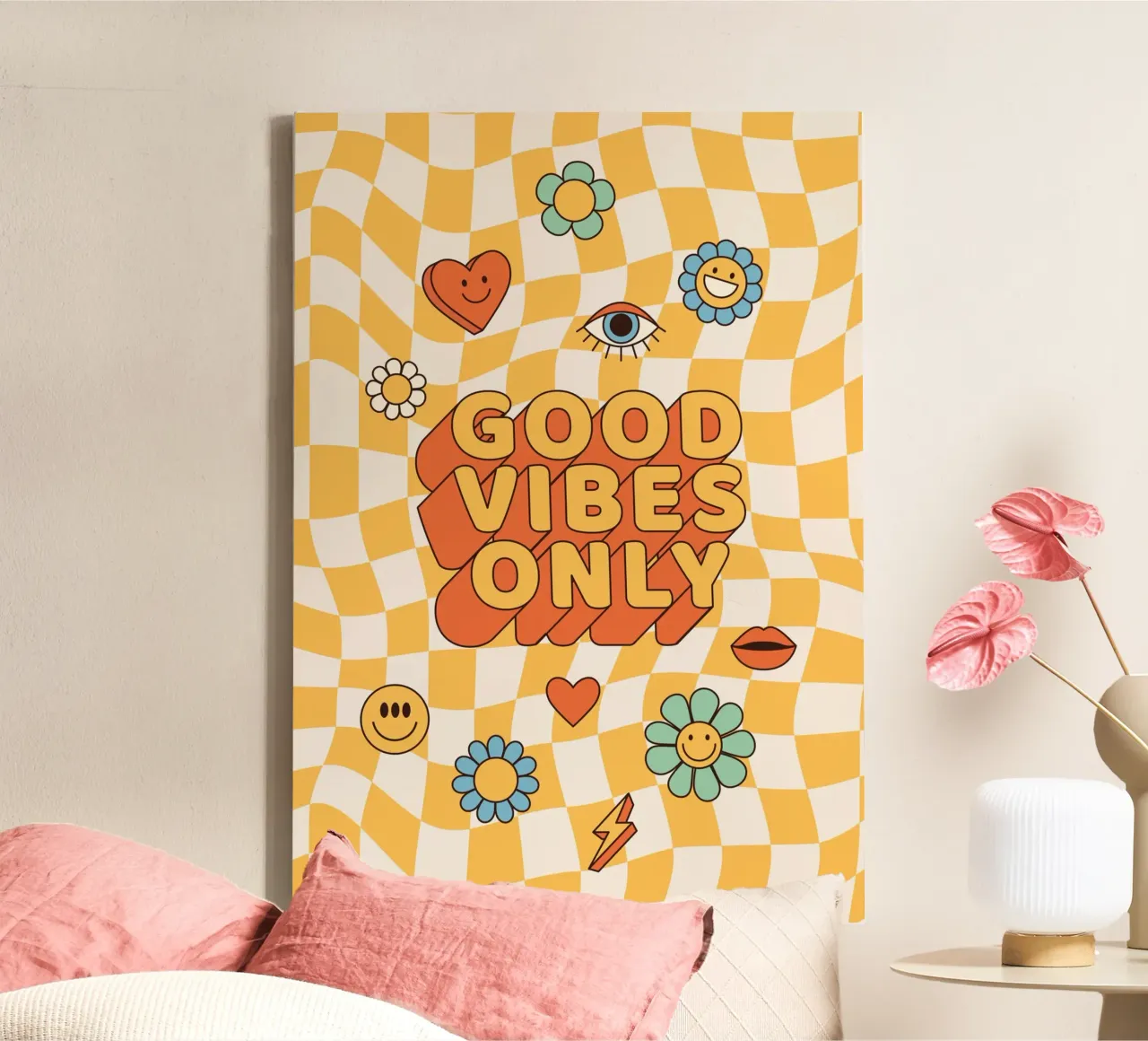 Positive Vibes Kunst | Groovy Nur gute Vibes drucken Leinwand von NorwesClub