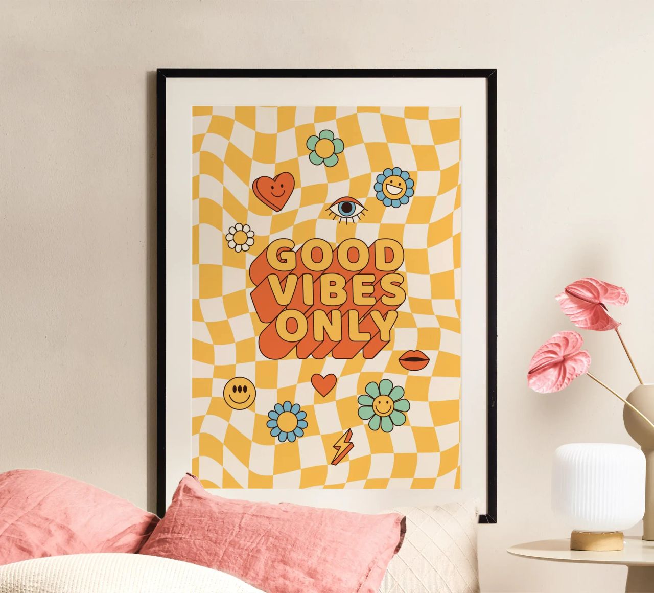 Positive Vibes Art | Groovy Good Vibes Only Print hahnemühle by NorwesClub