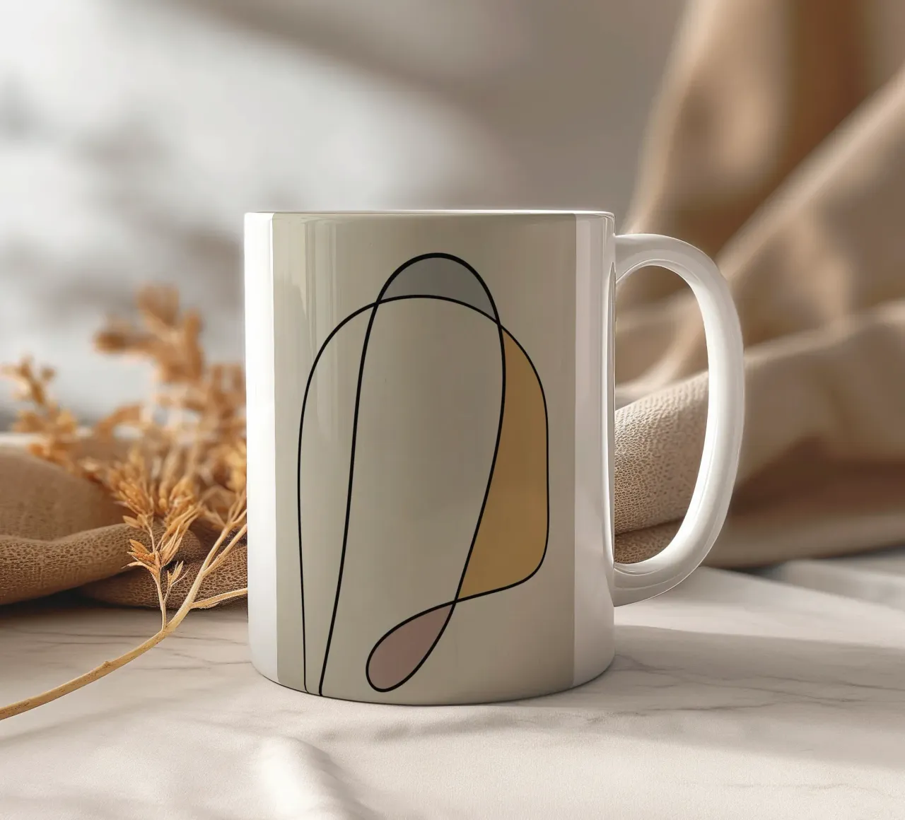Dessin au trait minimaliste et gracieux abstrait 10 mug en céramique de Little Dean