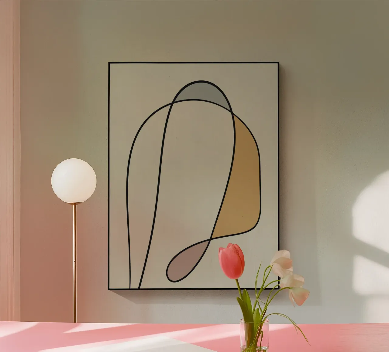 Minimal graceful line art abstract 10 acrylic glass by Little Dean