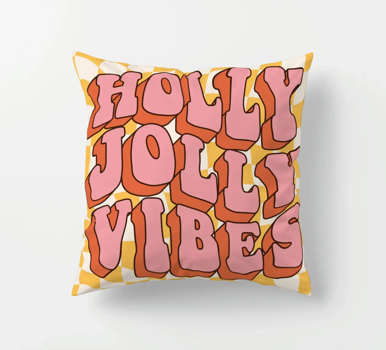 Holiday Vibes Kunst | Groovy Holly Jolly Print kussen van NorwesClub