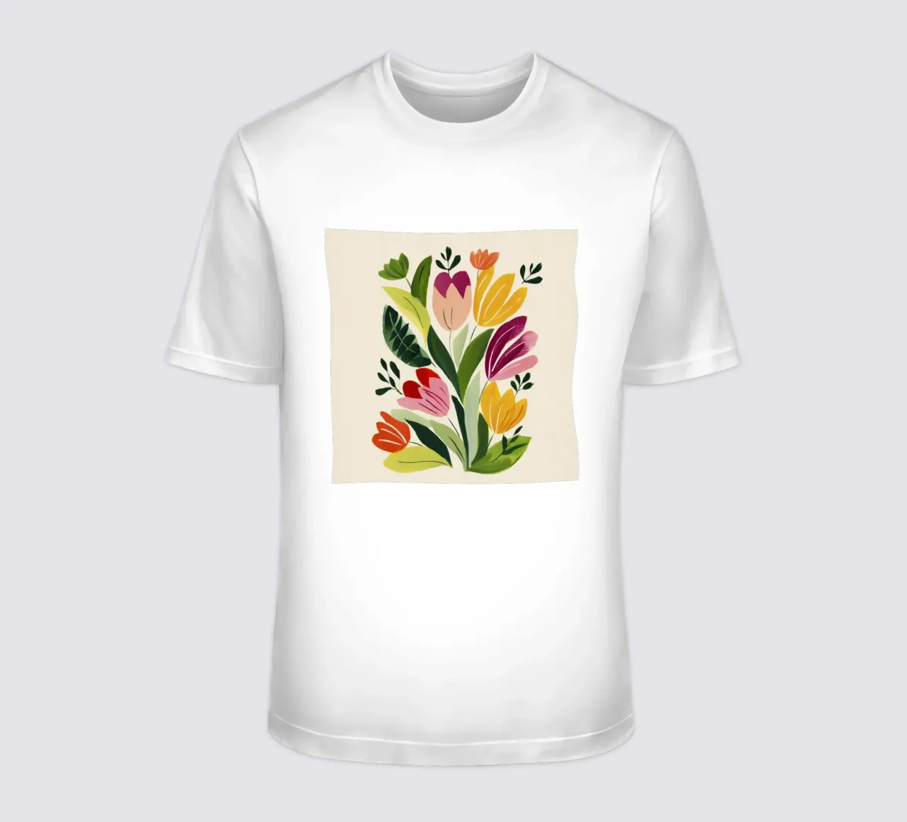 Bouquet di fiori stravaganti in stile naif ispirato a Matisse t-shirt da Modern Muse