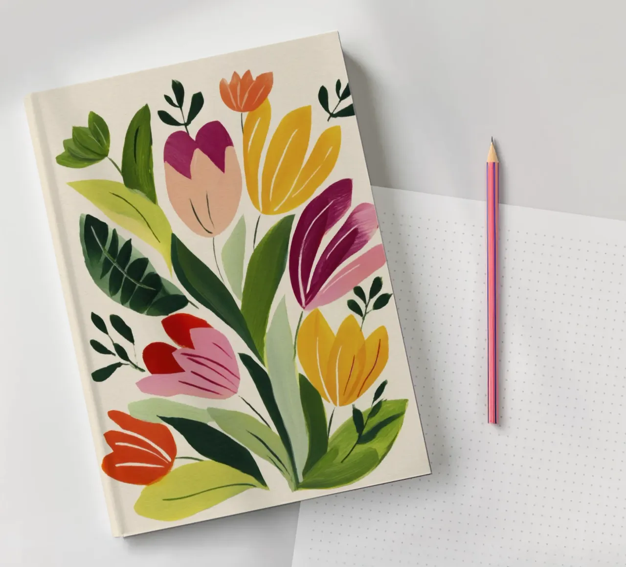 Bouquet de fleurs fantaisiste dans un style naïf inspiré de Matisse carnet de notes de Modern Muse