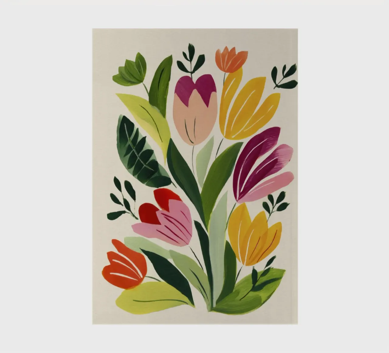 Bouquet de fleurs fantaisiste dans un style naïf inspiré de Matisse carnet de notes de Modern Muse