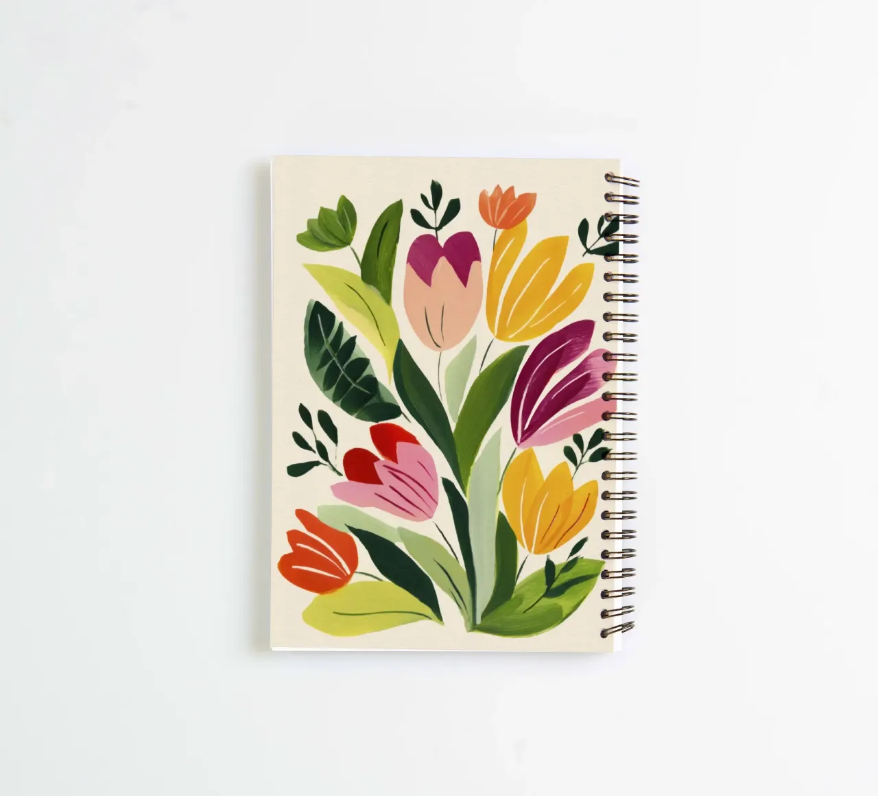 Bouquet de fleurs fantaisiste dans un style naïf inspiré de Matisse carnet à spirale de Modern Muse