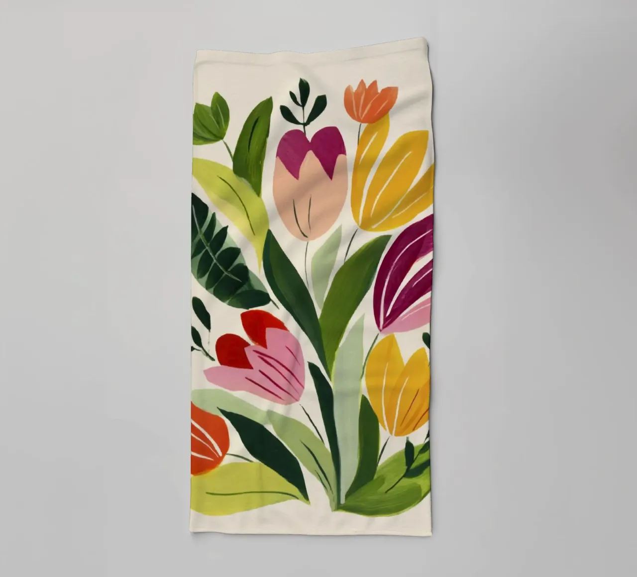 Bouquet di fiori stravaganti in stile naif ispirato a Matisse asciugamano da bagno da Modern Muse