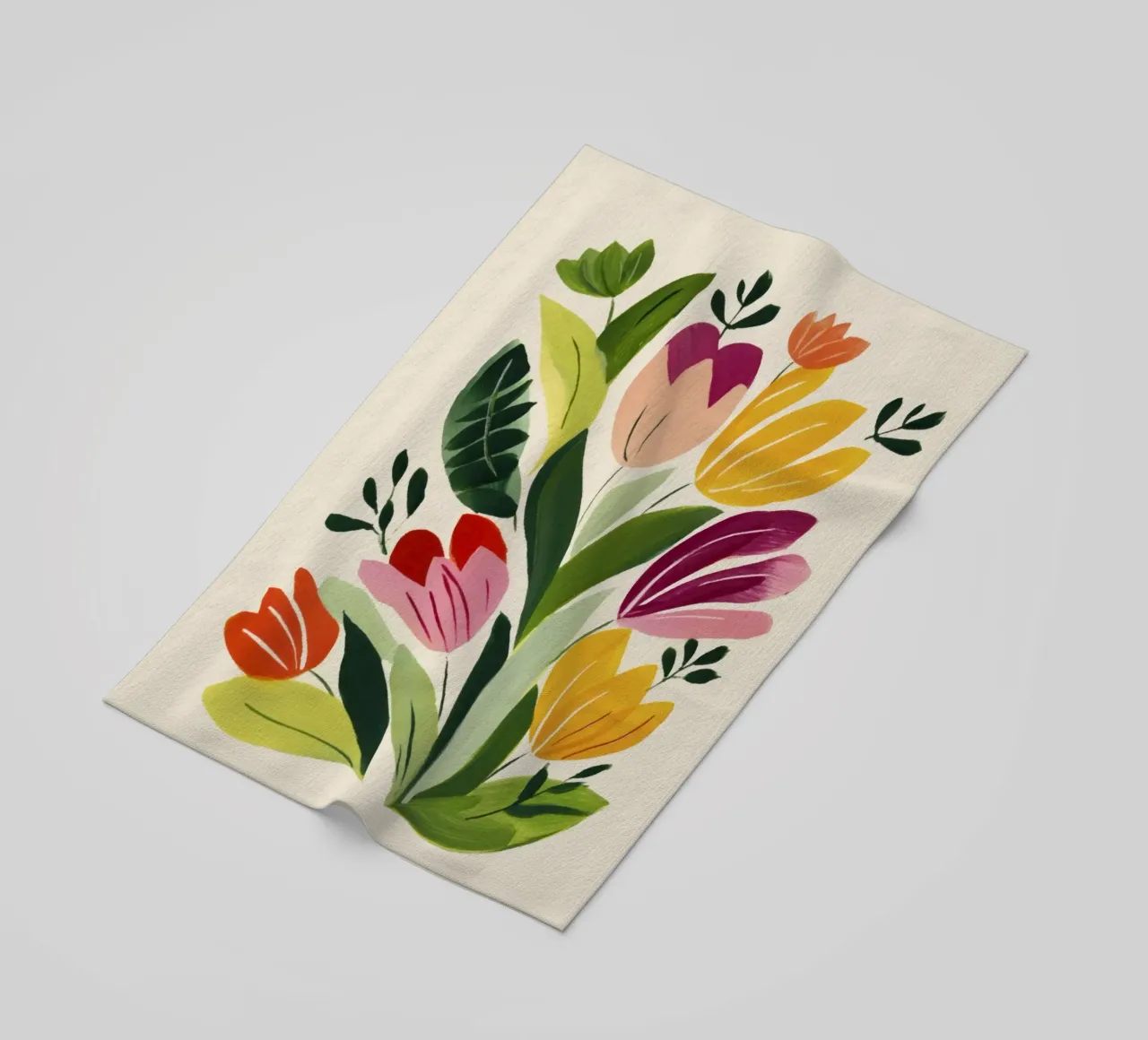 Bouquet di fiori stravaganti in stile naif ispirato a Matisse telo mare da Modern Muse