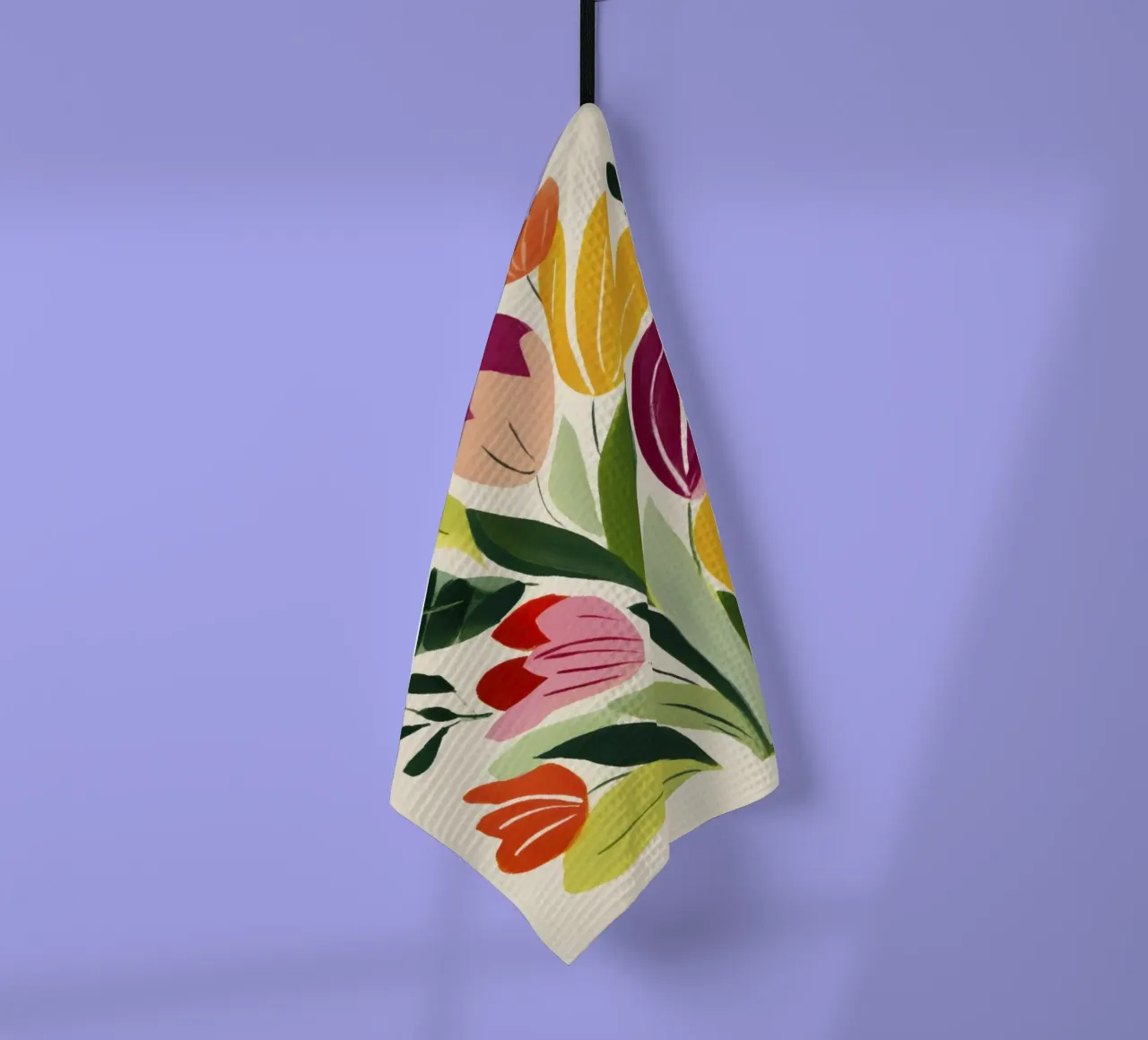 Bouquet de fleurs fantaisiste dans un style naïf inspiré de Matisse torchon de Modern Muse