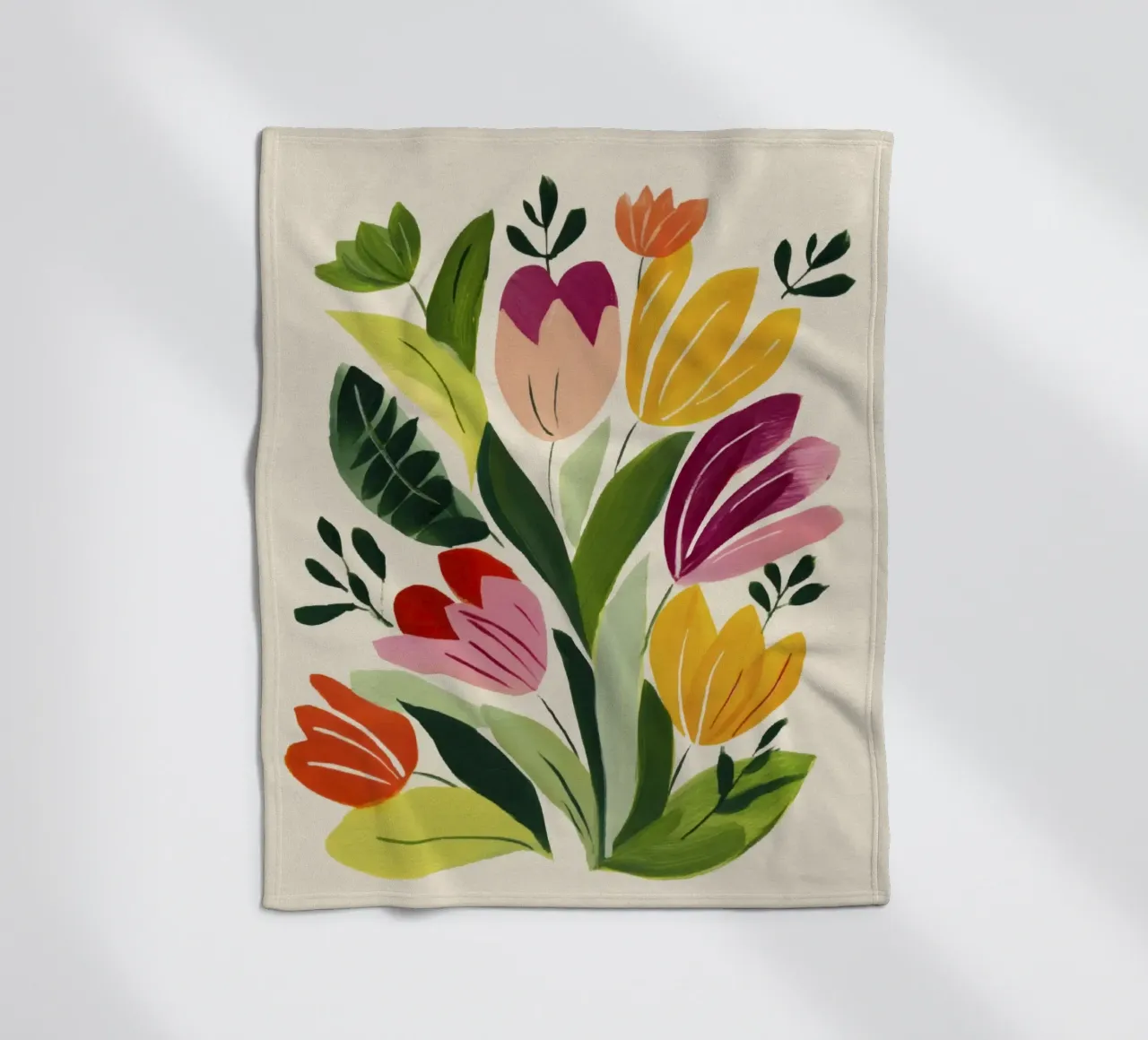Bouquet di fiori stravaganti in stile naif ispirato a Matisse coperta in pile da Modern Muse