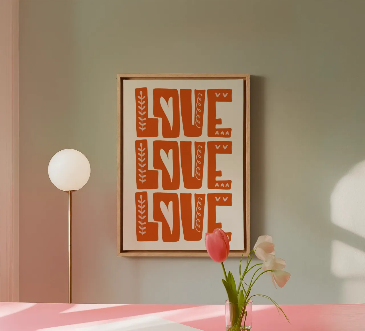 Liefde Typografie | Drie Keer LIEFDE Print canvas met Baklijst van NorwesClub