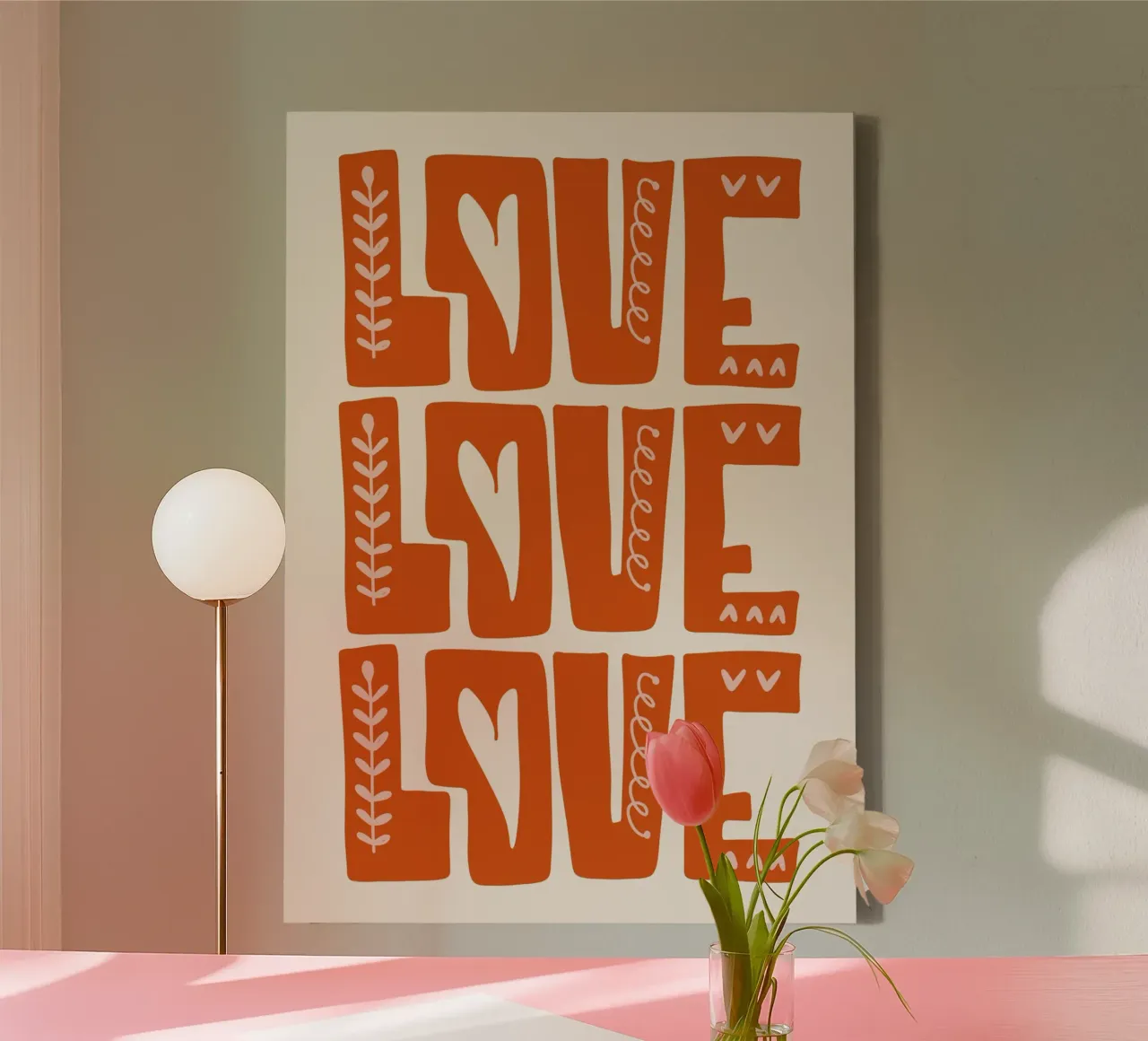 Liefde Typografie | Drie Keer LIEFDE Print canvas met Baklijst van NorwesClub