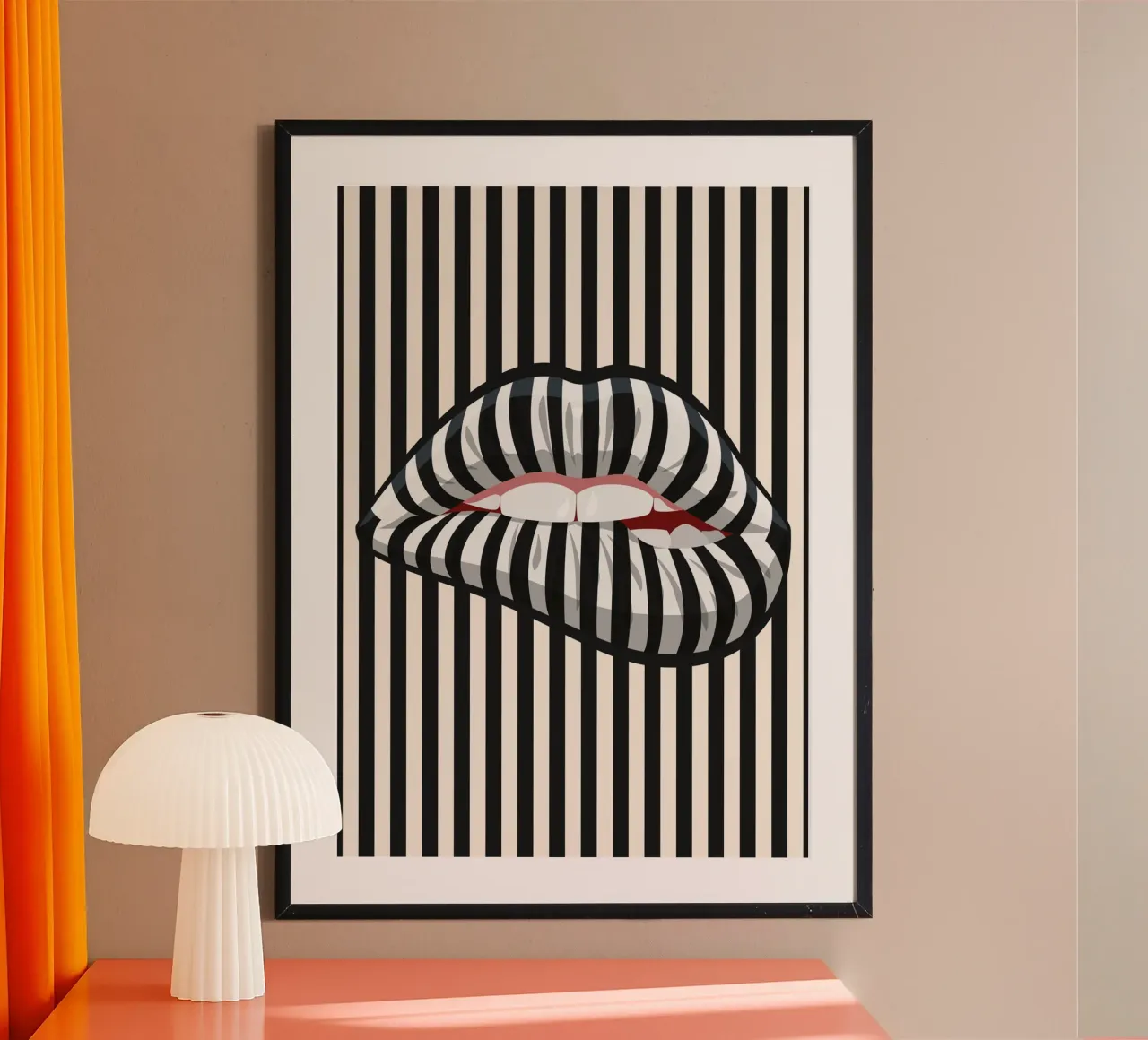 Gestreepte lippen Kunst | Op Kunst Geïnspireerde Print hahnemühle van NorwesClub