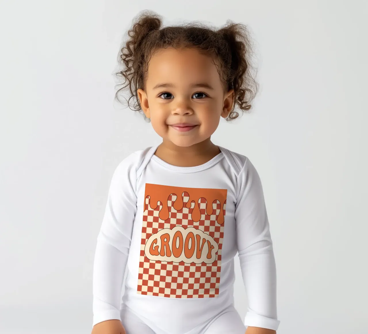 Groovy Ästhetische Kunst | Retro GROOVY Cloud Print Langarm Babybody von NorwesClub