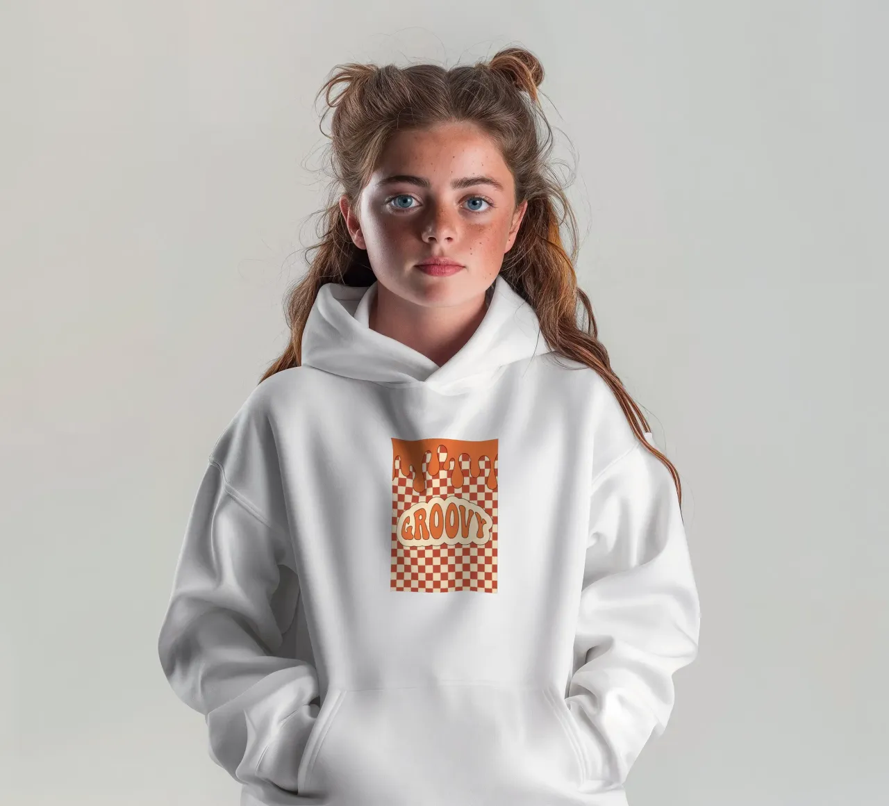 Groovy Aesthetic Art | Retro GROOVY Cloud Print sudadera con capucha para niño de NorwesClub