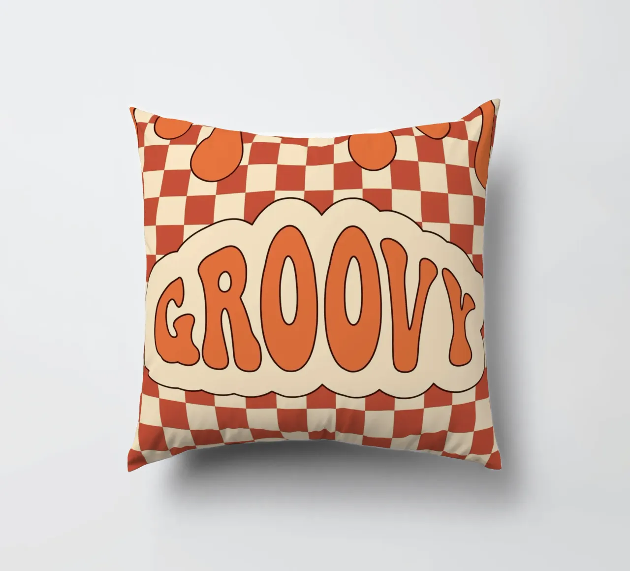 Groovy Aesthetic Art | Retro GROOVY Cloud Print decorative cushion by NorwesClub