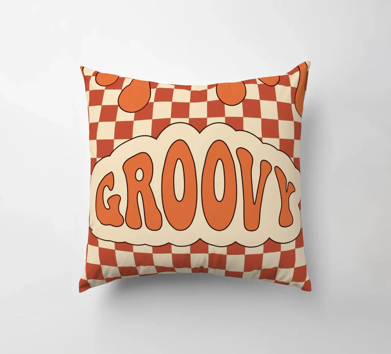 Groovy Aesthetic Art | Retro GROOVY Cloud Print decorative cushion by NorwesClub