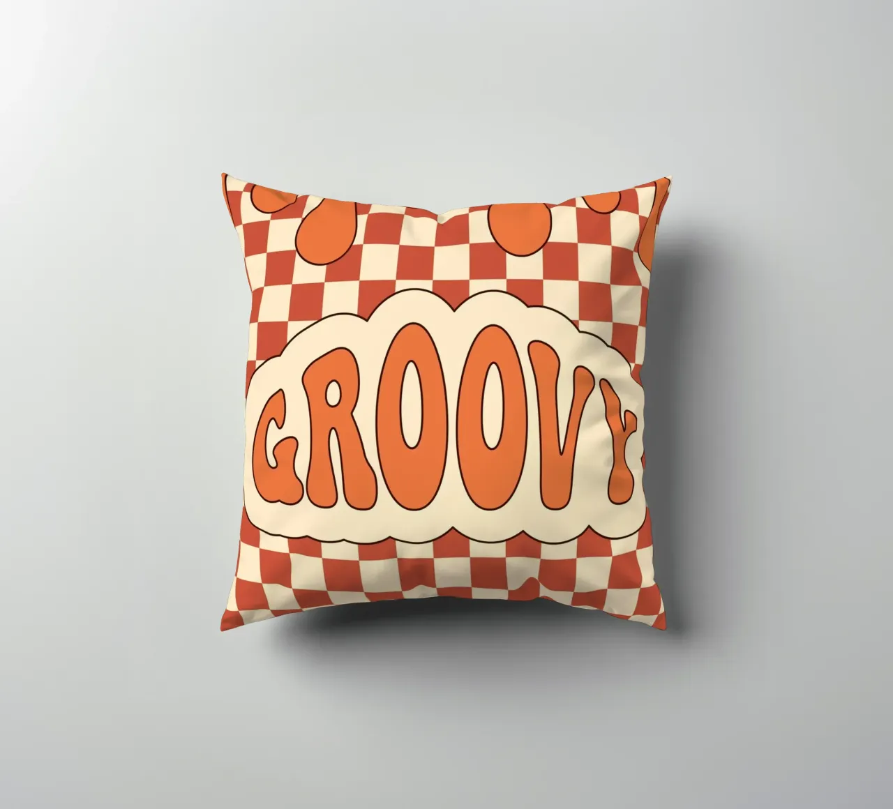Groovy Aesthetic Art | Retro GROOVY Cloud Print decorative cushion by NorwesClub
