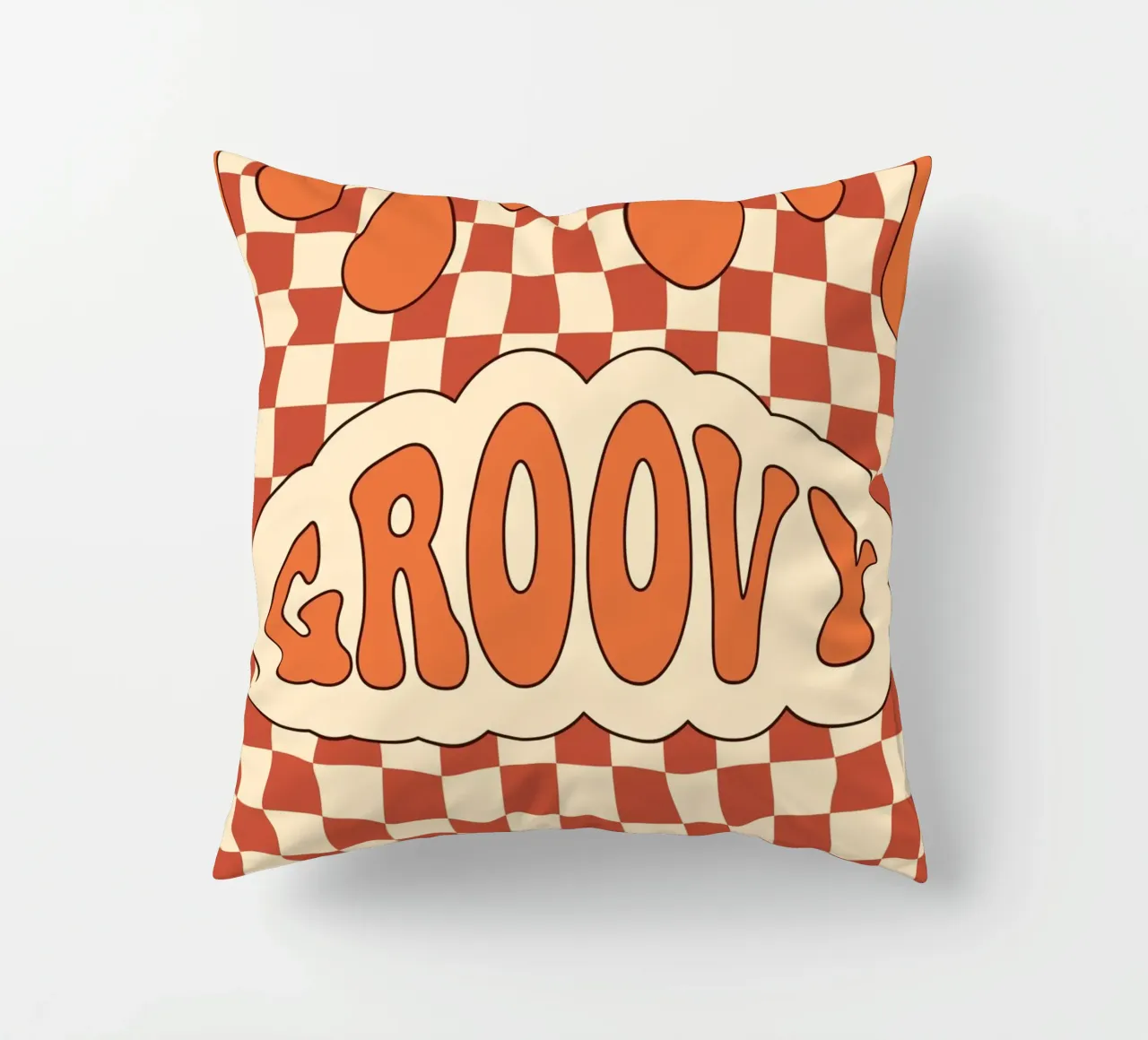 Groovy Aesthetic Art | Retro GROOVY Cloud Print decorative cushion by NorwesClub