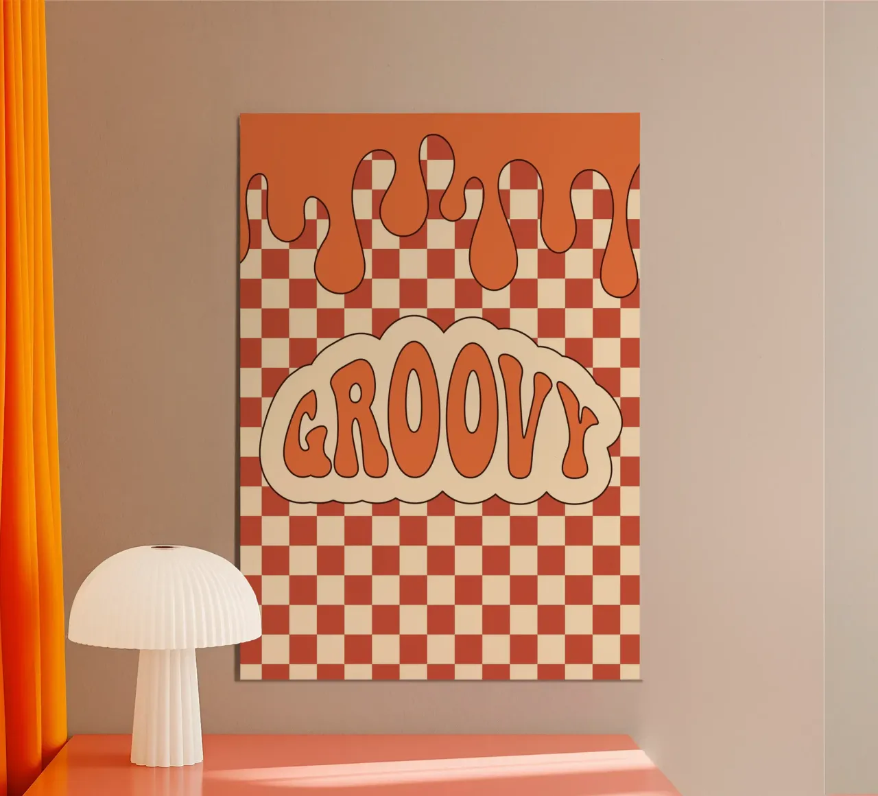 Groovy Ästhetische Kunst | Retro GROOVY Cloud Print Poster mit Aluminium Rahmen von NorwesClub