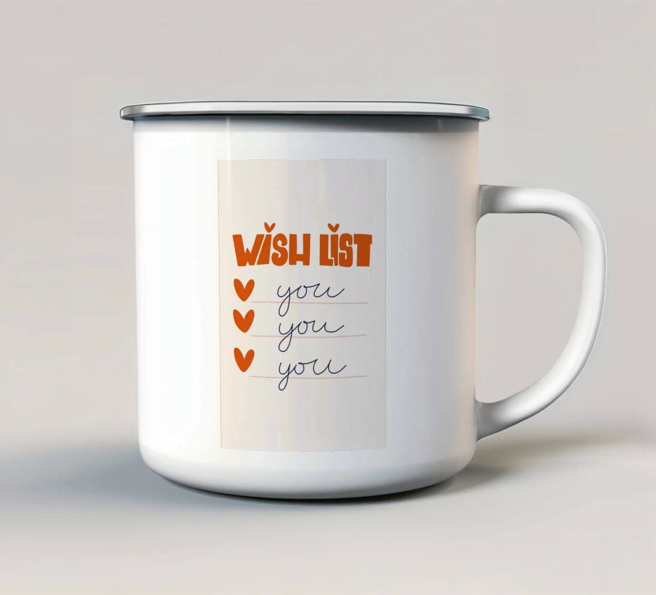 Wish List Art | My Wish List Is You Print emaille mok van NorwesClub