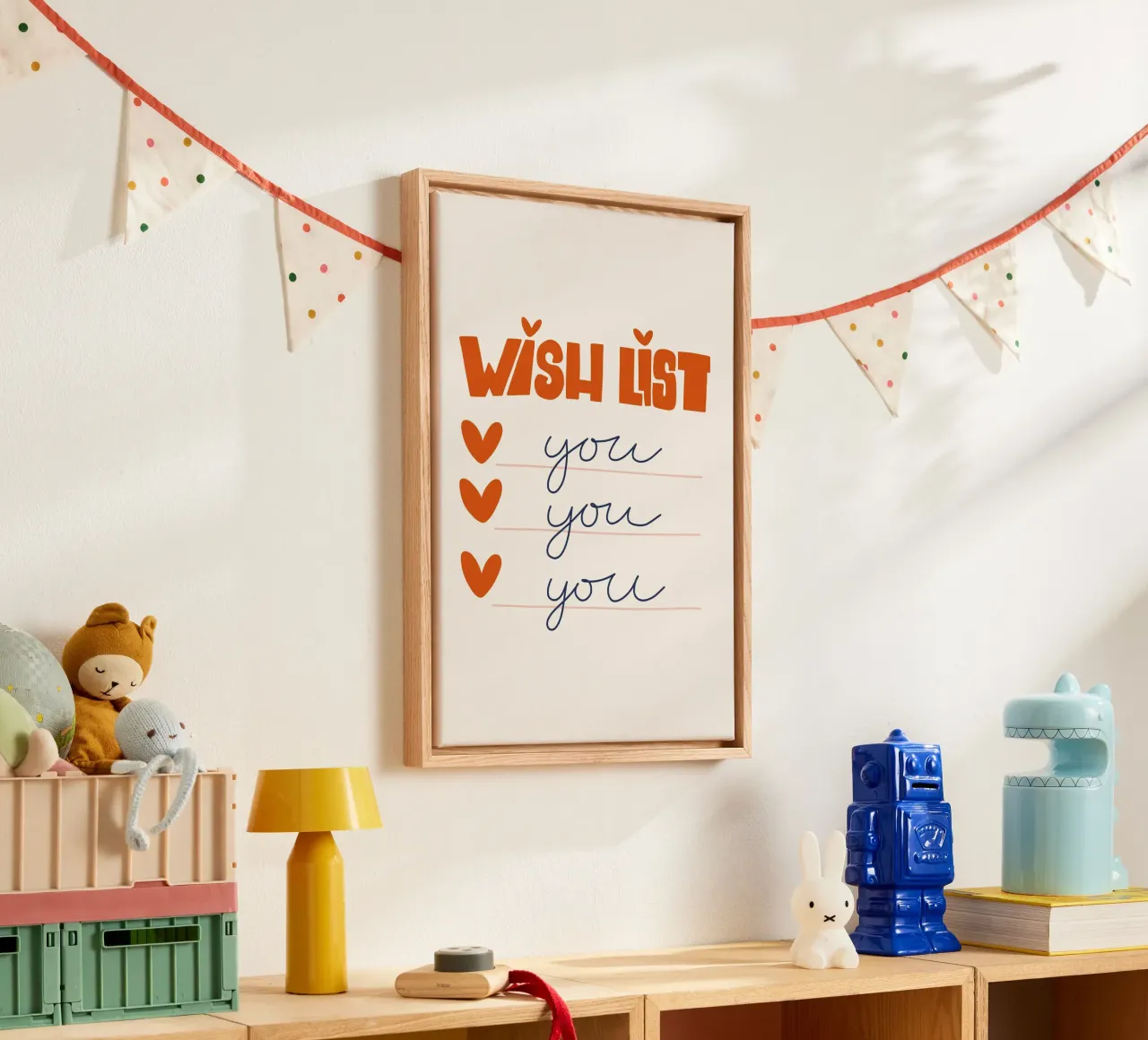 Wunschzettel Kunst | Mein Wunschzettel bist du Druck Leinwand von NorwesClub