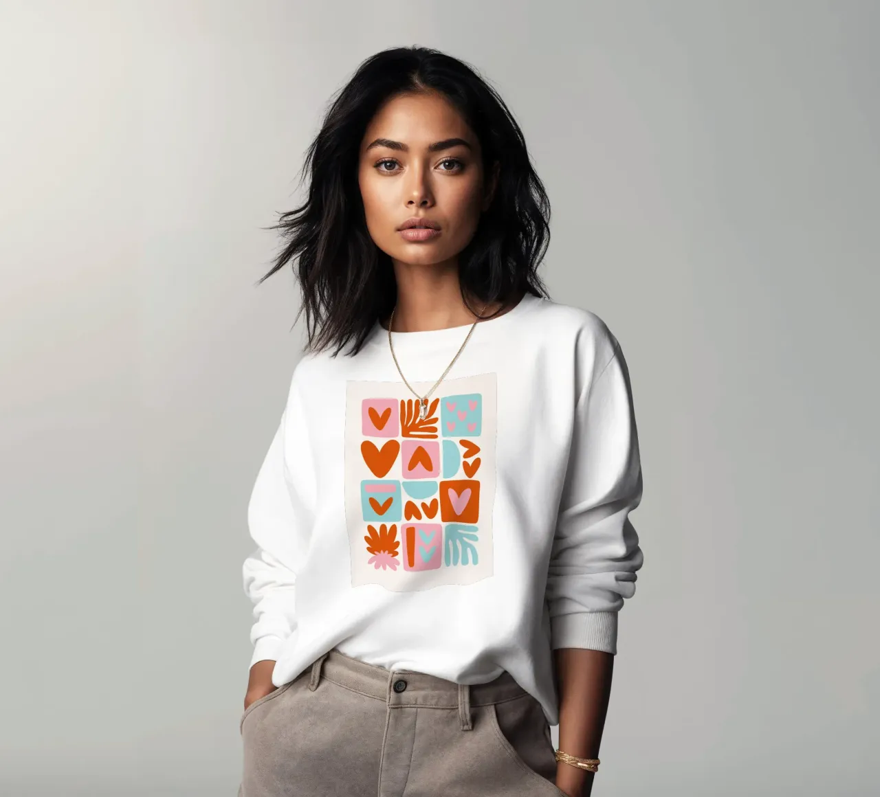 Modern Shape Pattern | Abstract Grid Print sudadera de NorwesClub