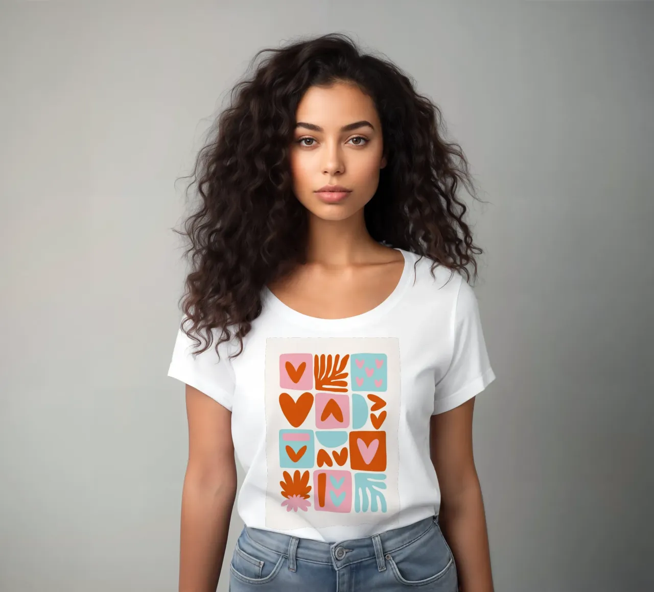 Modern Shape Pattern | Abstract Grid Print camiseta de mujer de NorwesClub