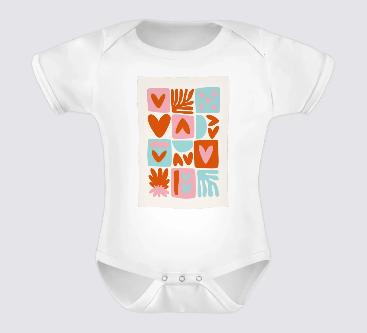 Modern Shape Pattern | Abstract Grid Print short-sleeve baby romper by NorwesClub
