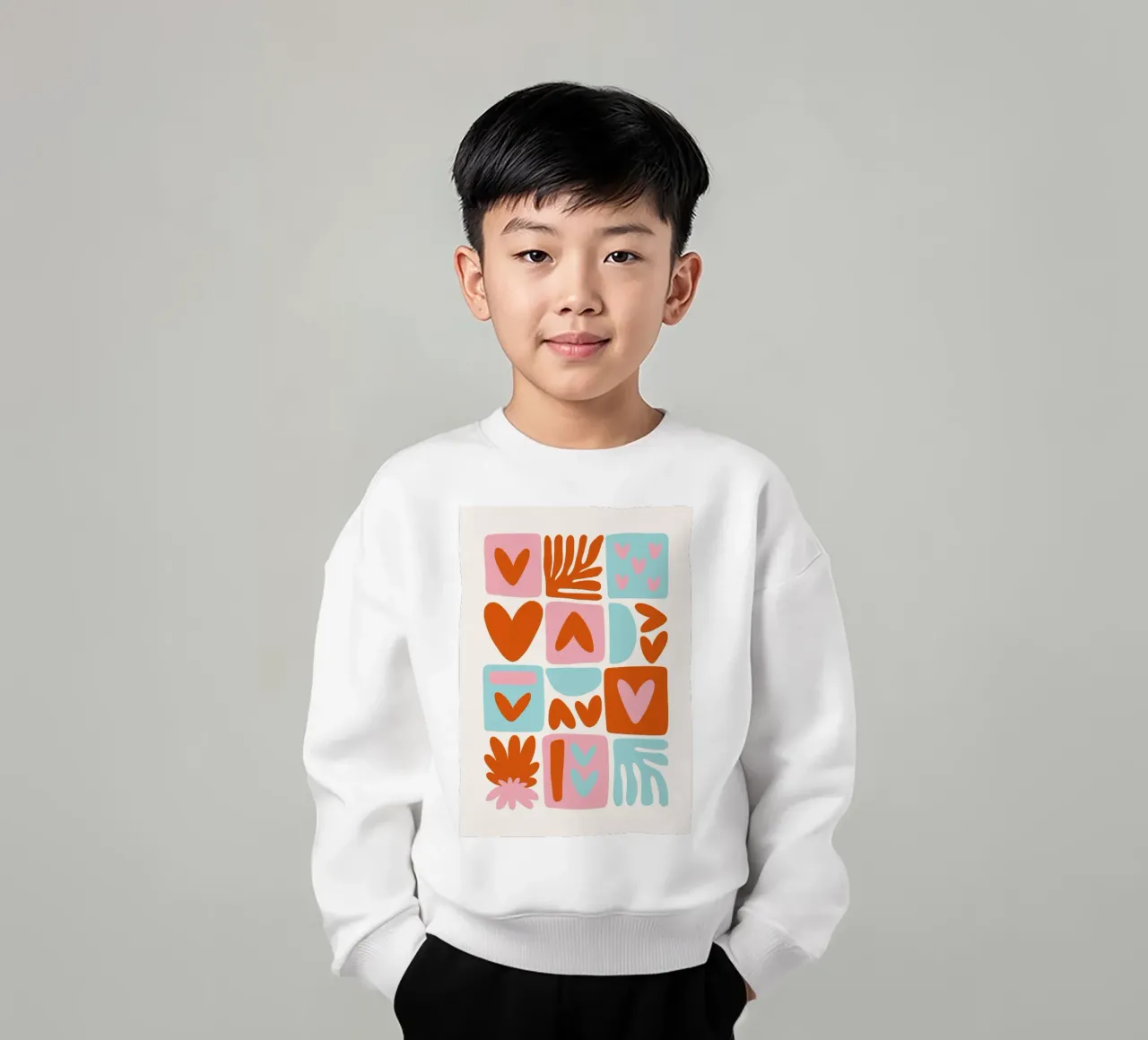Modern Shape Pattern | Abstract Grid Print sudadera para niño de NorwesClub