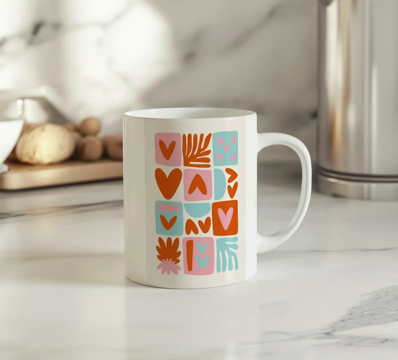 Modern Shape Pattern | Abstract Grid Print taza de cerámica de NorwesClub