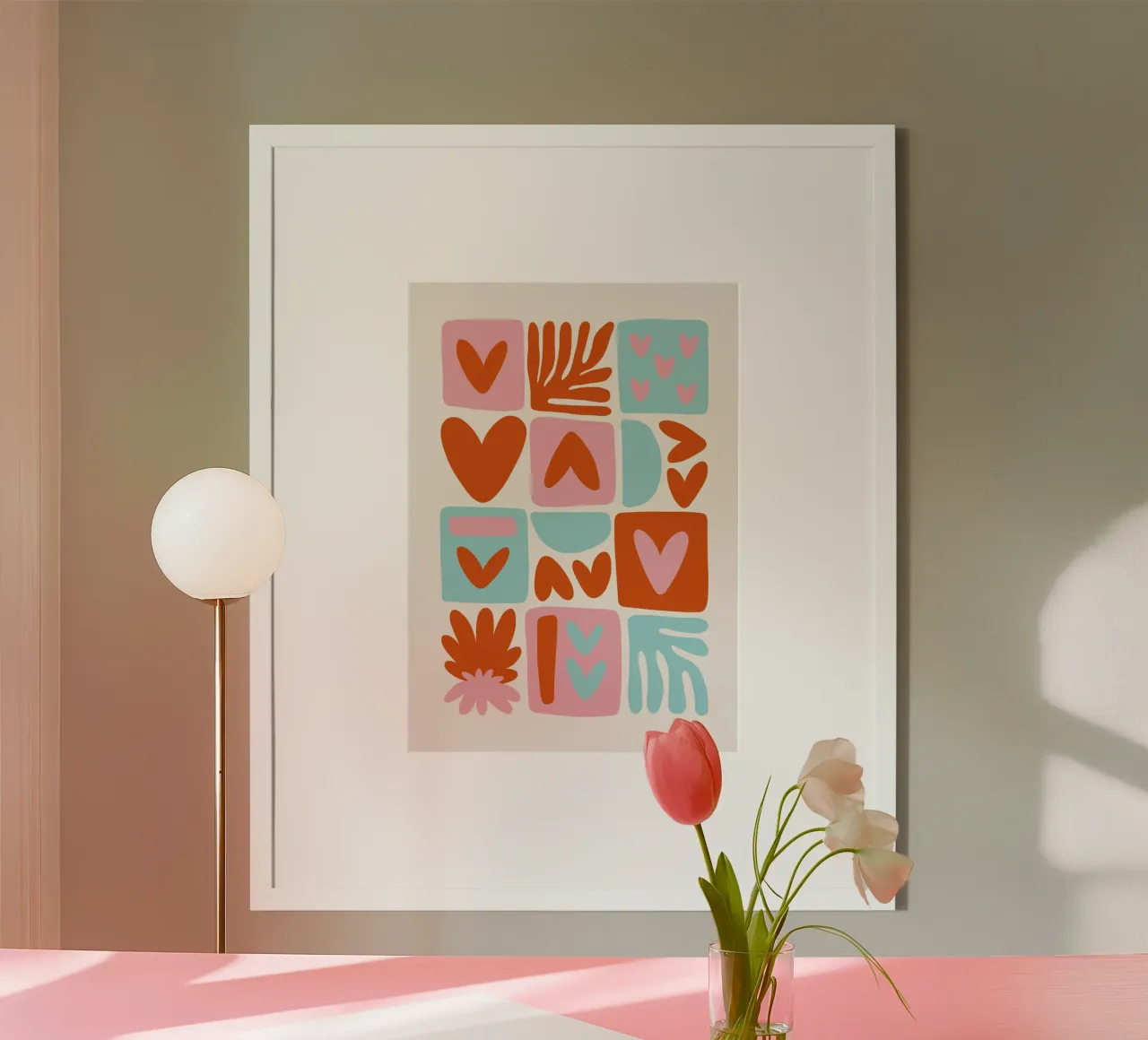 Modern Shape Pattern | Abstract Grid Print poster with wooden frame by NorwesClub